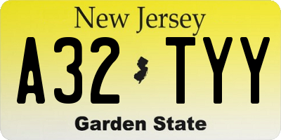 NJ license plate A32TYY
