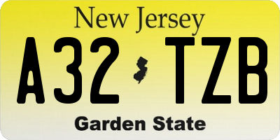 NJ license plate A32TZB