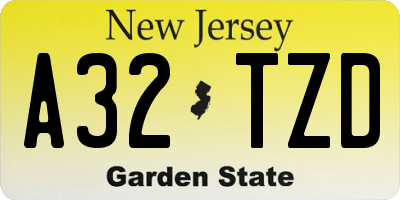 NJ license plate A32TZD
