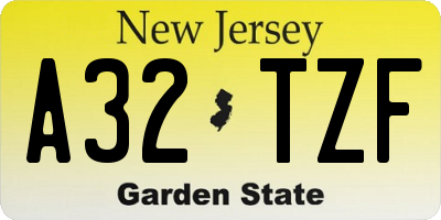 NJ license plate A32TZF