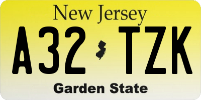 NJ license plate A32TZK