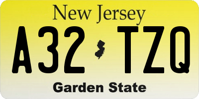 NJ license plate A32TZQ