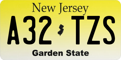 NJ license plate A32TZS
