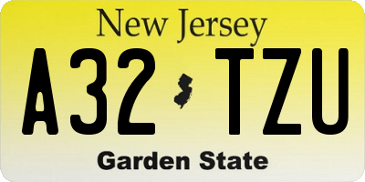 NJ license plate A32TZU