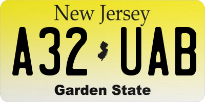 NJ license plate A32UAB