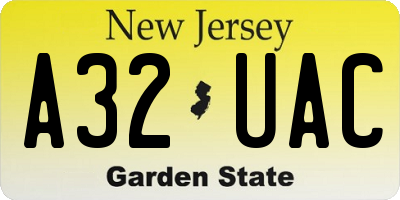 NJ license plate A32UAC