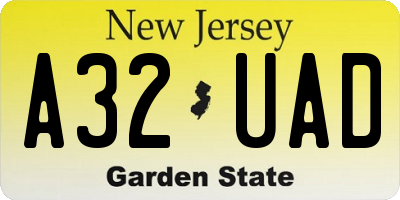 NJ license plate A32UAD