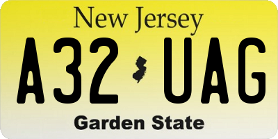 NJ license plate A32UAG