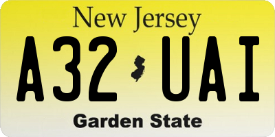 NJ license plate A32UAI