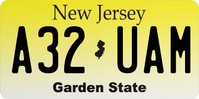 NJ license plate A32UAM