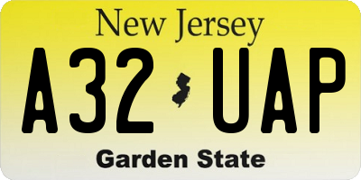 NJ license plate A32UAP