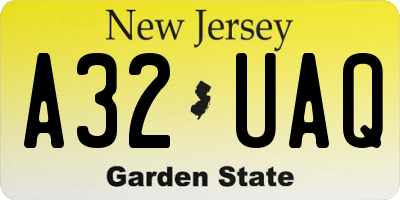 NJ license plate A32UAQ