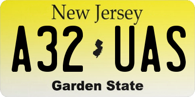 NJ license plate A32UAS