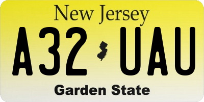 NJ license plate A32UAU