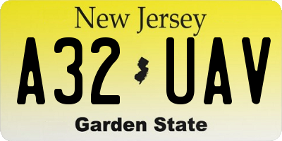 NJ license plate A32UAV