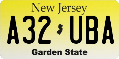 NJ license plate A32UBA