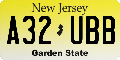 NJ license plate A32UBB