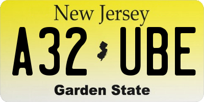 NJ license plate A32UBE