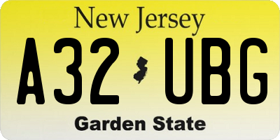 NJ license plate A32UBG