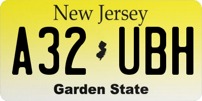 NJ license plate A32UBH