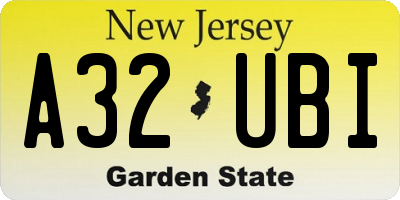 NJ license plate A32UBI