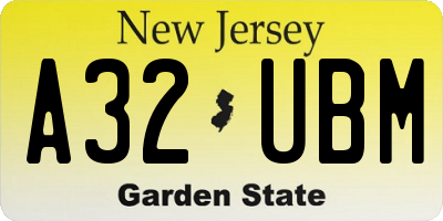NJ license plate A32UBM