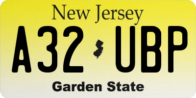 NJ license plate A32UBP