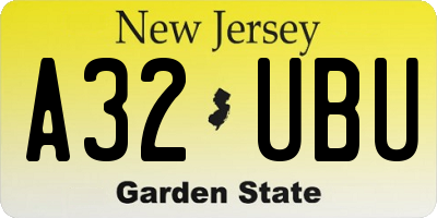 NJ license plate A32UBU
