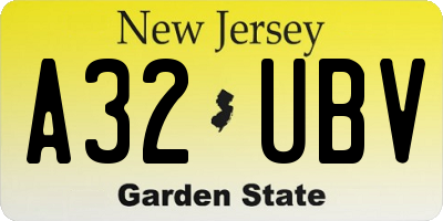 NJ license plate A32UBV