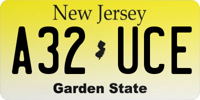 NJ license plate A32UCE