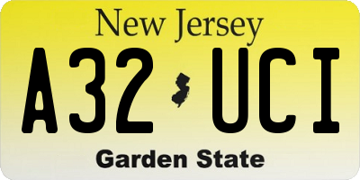 NJ license plate A32UCI