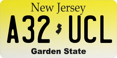 NJ license plate A32UCL
