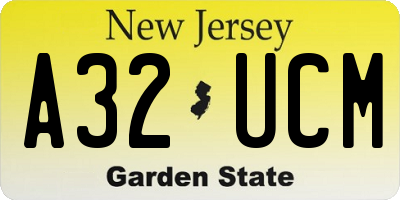NJ license plate A32UCM
