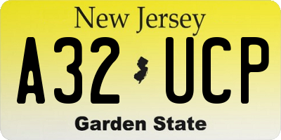 NJ license plate A32UCP
