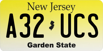 NJ license plate A32UCS