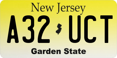 NJ license plate A32UCT