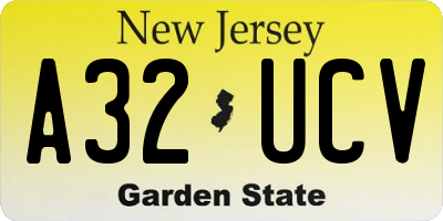 NJ license plate A32UCV
