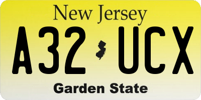 NJ license plate A32UCX