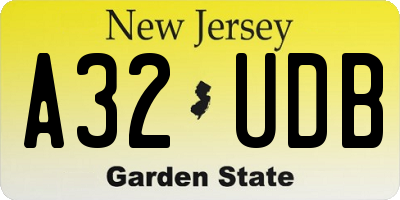 NJ license plate A32UDB