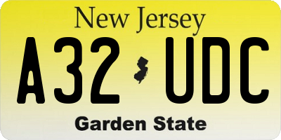 NJ license plate A32UDC