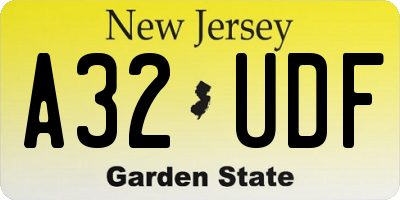 NJ license plate A32UDF