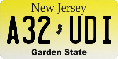 NJ license plate A32UDI