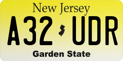 NJ license plate A32UDR