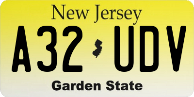 NJ license plate A32UDV