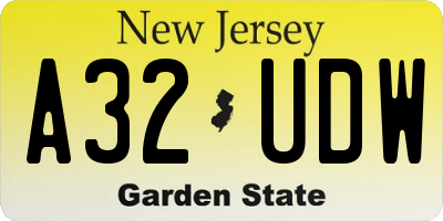 NJ license plate A32UDW