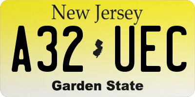 NJ license plate A32UEC