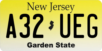 NJ license plate A32UEG