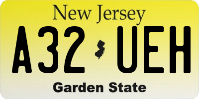 NJ license plate A32UEH