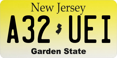 NJ license plate A32UEI