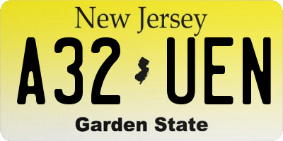 NJ license plate A32UEN